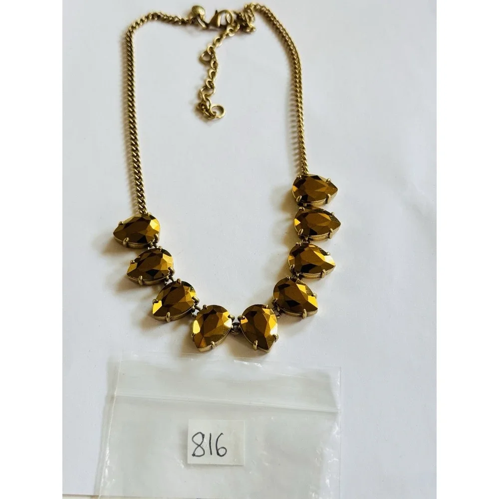 J. Crew Necklace‎ Crystal Rhinestone Teardrop Collar Gold jeweled Designer 20